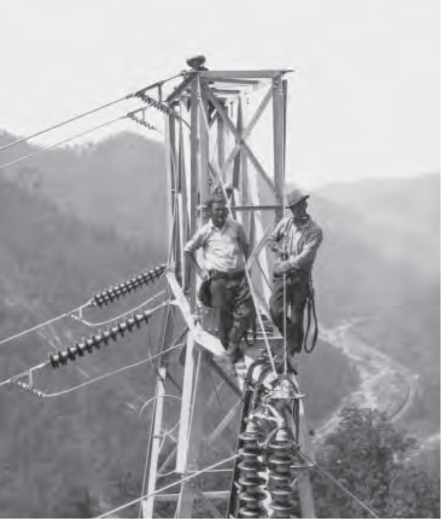 Old black and white photo of linemen